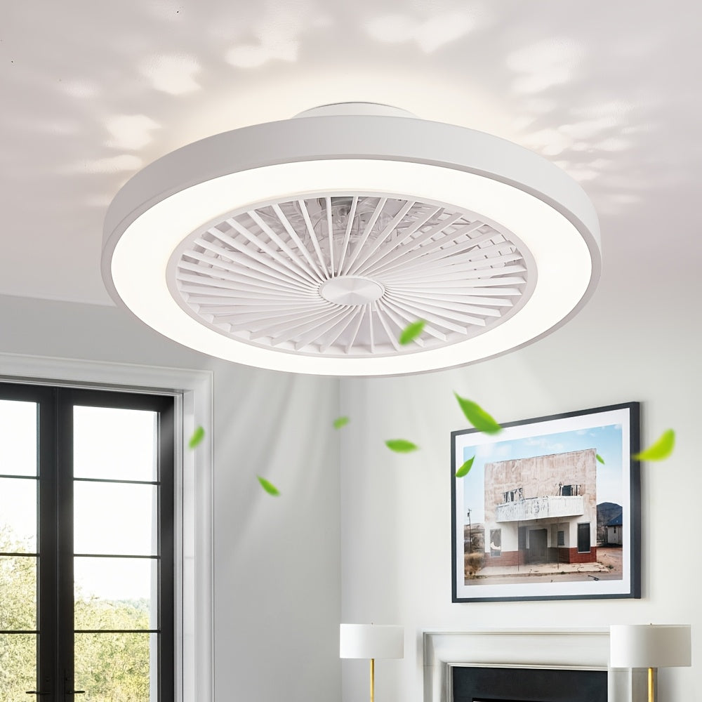 20 Inch Ceiling Fan with Light, Modern Low Profile, Upgraded Flush Mount Ceiling Fan, 6 Speeds, Dimmable LED & Quiet Motor, Ideal for Bedroom Living Room