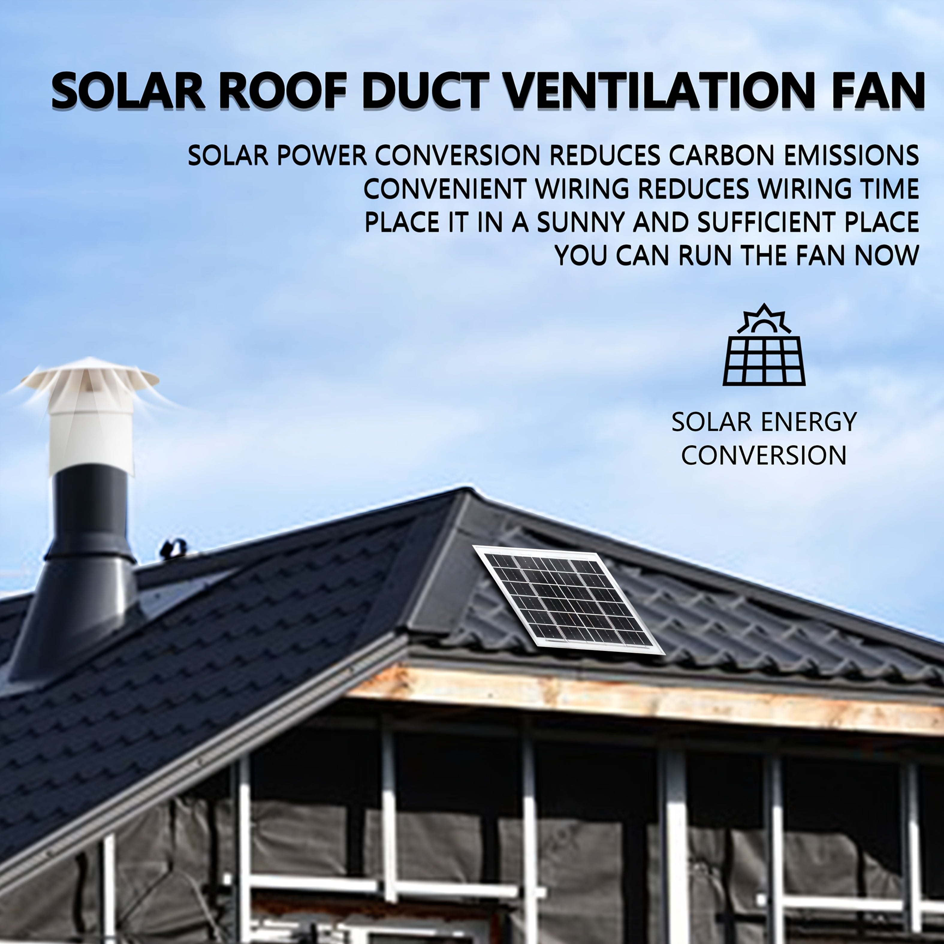1 Piece Household Solar Fan - 8W Solar Panel, White Solar Fan, Perfect for Air Circulation in Greenhouse, Chicken Coop and Pet House