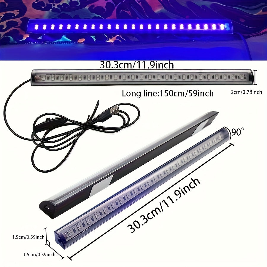 1/2-pack UV purple light tube, 48-LED UV black light, triangular USB black light, double-sided tape on the back for easy installation, suitable for holiday parties, fluorescent posters, stage lighting