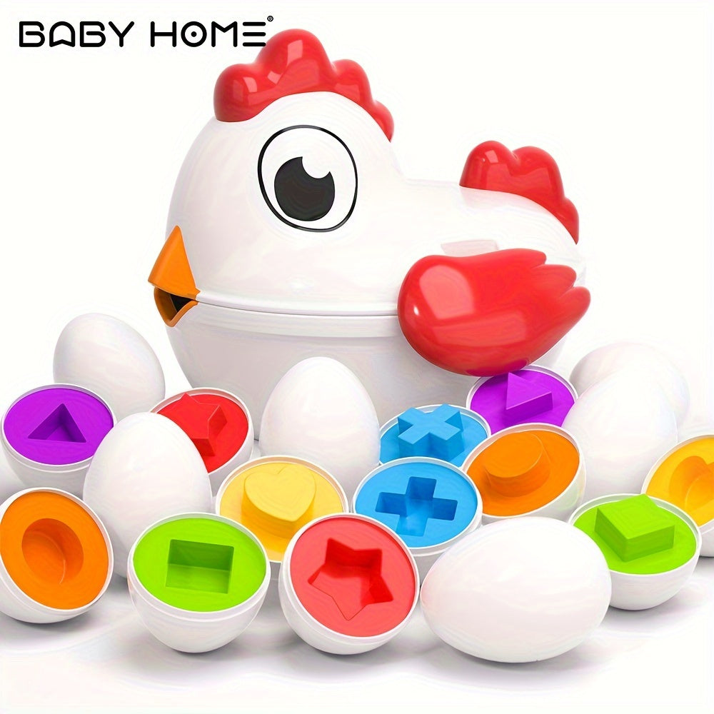 Babyhome TEMI 鸡肉复活节彩蛋玩具 - 颜色匹配游戏形状分类器，含 6 个玩具彩蛋，适合儿童，精细运动技能感官玩具，教育玩具，适合万圣节、圣诞节礼物