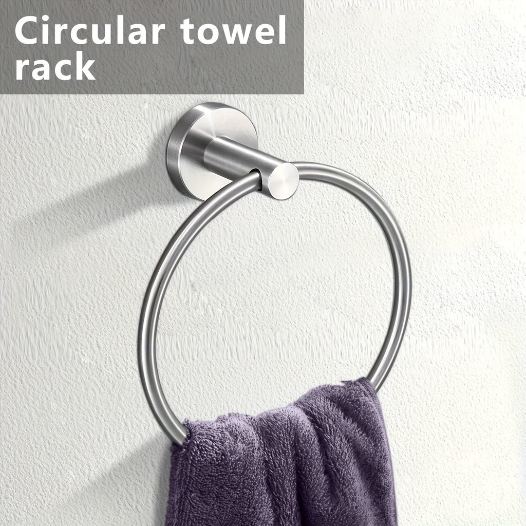 10-Piece Bathroom Hardware Accessory Set - 23.6" Towel Bar, Towel Ring, Toilet Paper Holder, Robe Hook, Stainless Steel Bathroom Accessories Combo
