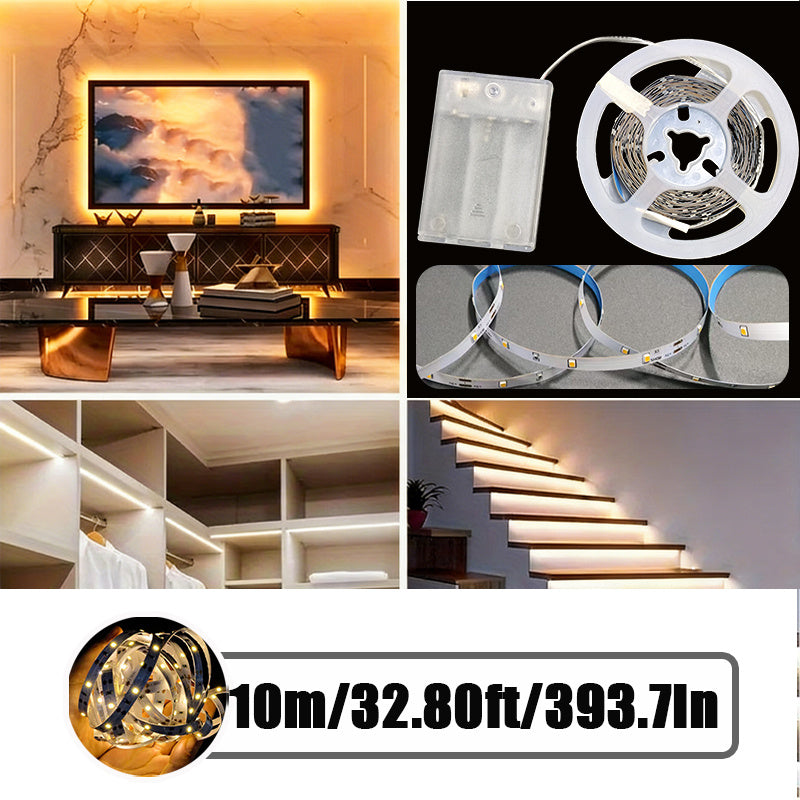 DC 5V USB LED灯带 - 带电池盒的灵活照明选择，长度可选39.37英寸、78.74英寸、118.11英寸、196.85英寸和393.7英寸。非常适合在楼梯、卧室、派对、厨房、电视和圣诞装饰中使用（不含电池）