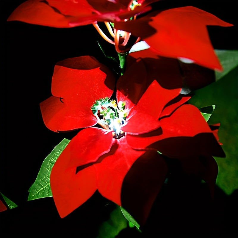 8-Piece Solar Large Red Flower LED Light Set, Realistic Design, Suitable for Garden Decoration. These Semi-Flush Mount Lawn Lights Come with a Switch, Perfect for Outdoor Spaces such as Courtyard, Patio, Lawn.