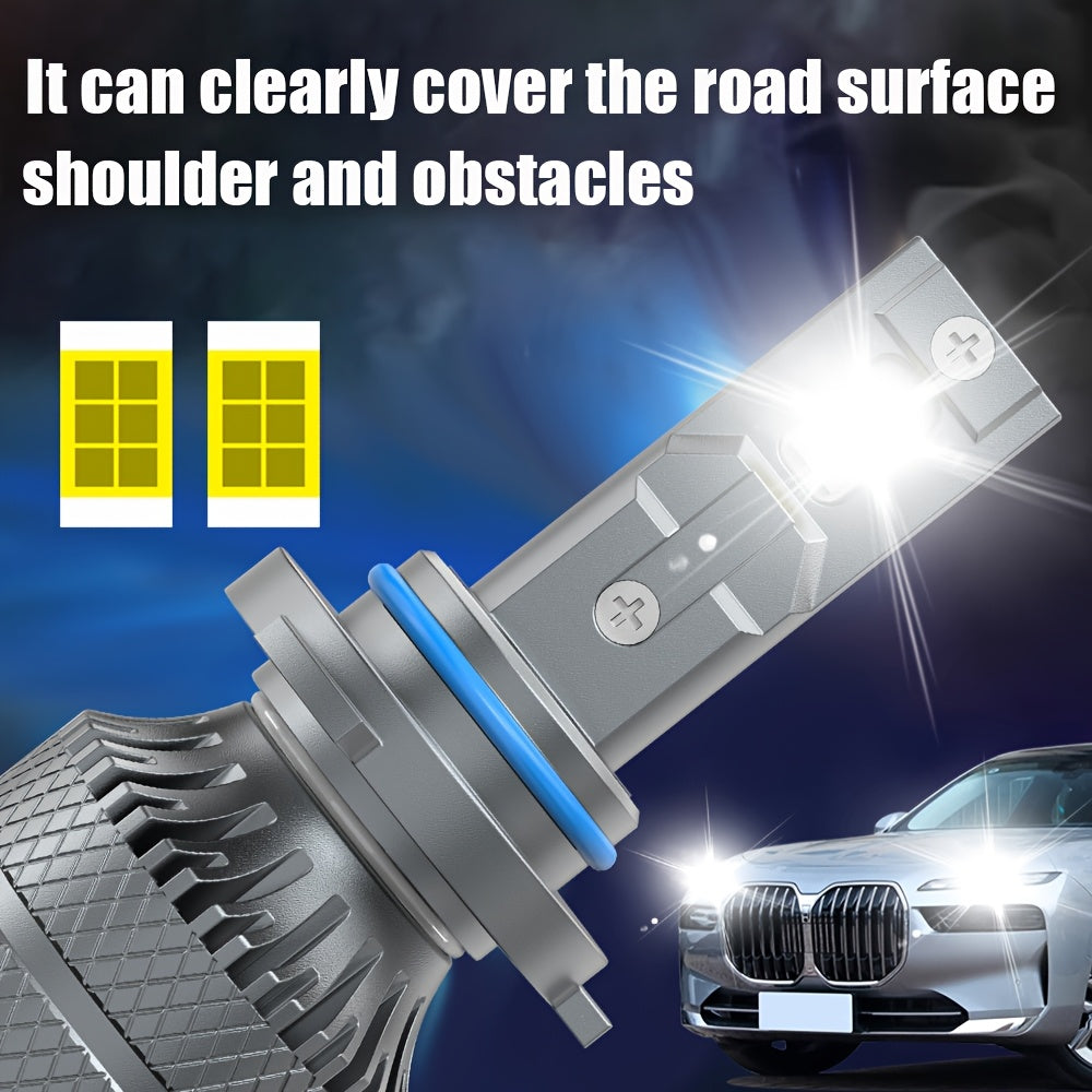 2PCS Super Bright Car LED Lights, 29500LM, Super Bright White Light, 9005/9006/9012, H1/H4/H7/H11 - Car Headlights, Plug-and-Play, Super Heat Dissipation LED Lights, No Battery, Driving Light, Spotlight