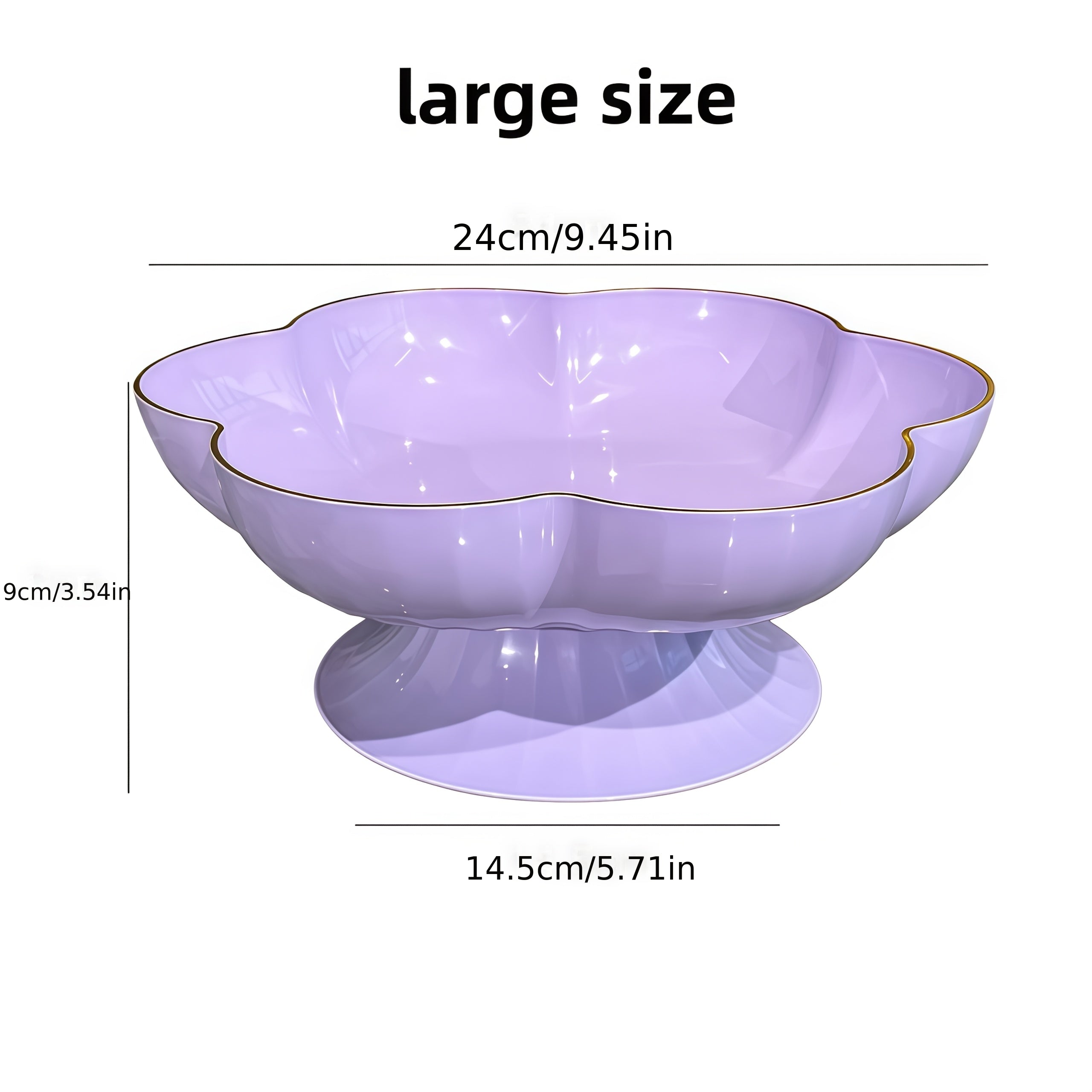 1pc Gold Rim Floral Pedestal Fruit Bowl & Cake Stand – Perfect for All Seasons – Ideal Living Room Decor, Family Dinner Table Fruit Bowl, Dessert Plate, Dried Fruit, Cupcake, Jewelry Storage Tray – Elegant Tableware
