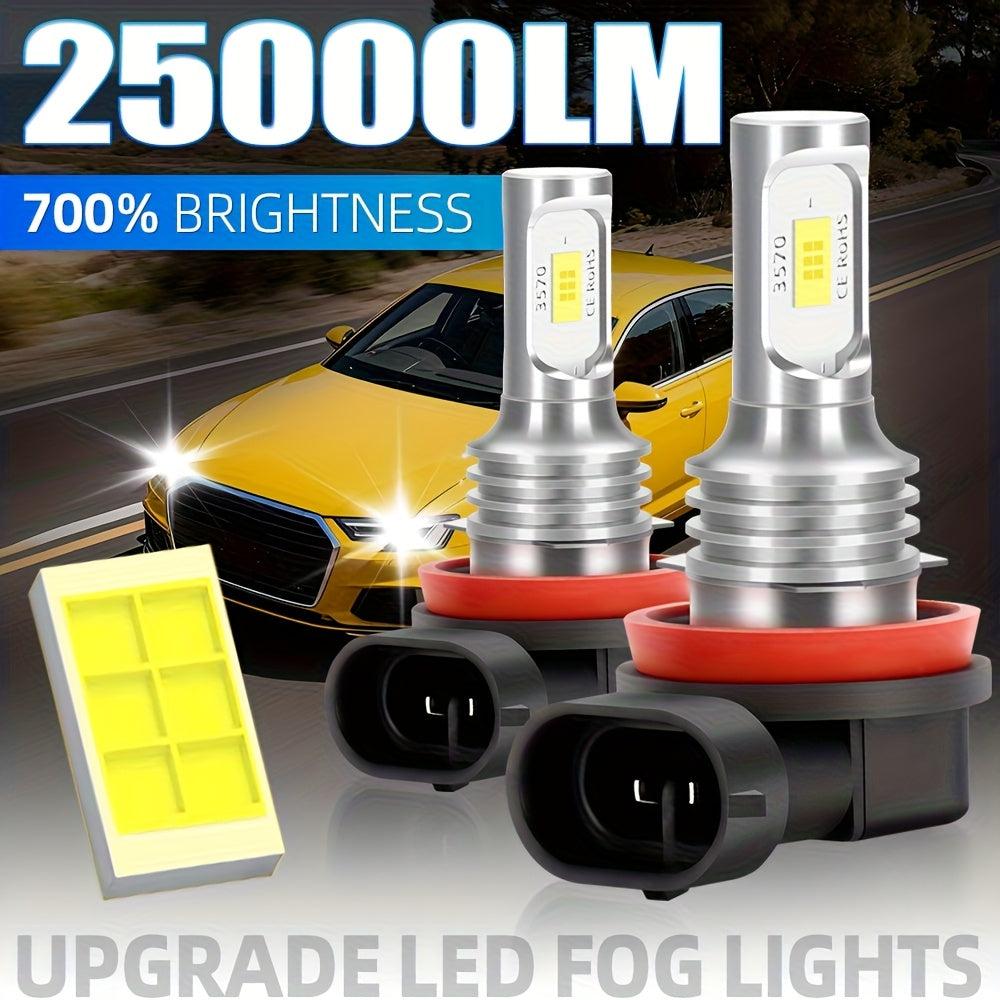 2-Pack High Power 9005 HB3 9006 HB4 LED Car Fog Light and Headlight Set, Mini Size 1:1 H11 H4 H7 H15 Headlights, Super Bright 6000K Car Light, Easy-to-Install Anti-Fog DRL Bulbs, No Battery Included