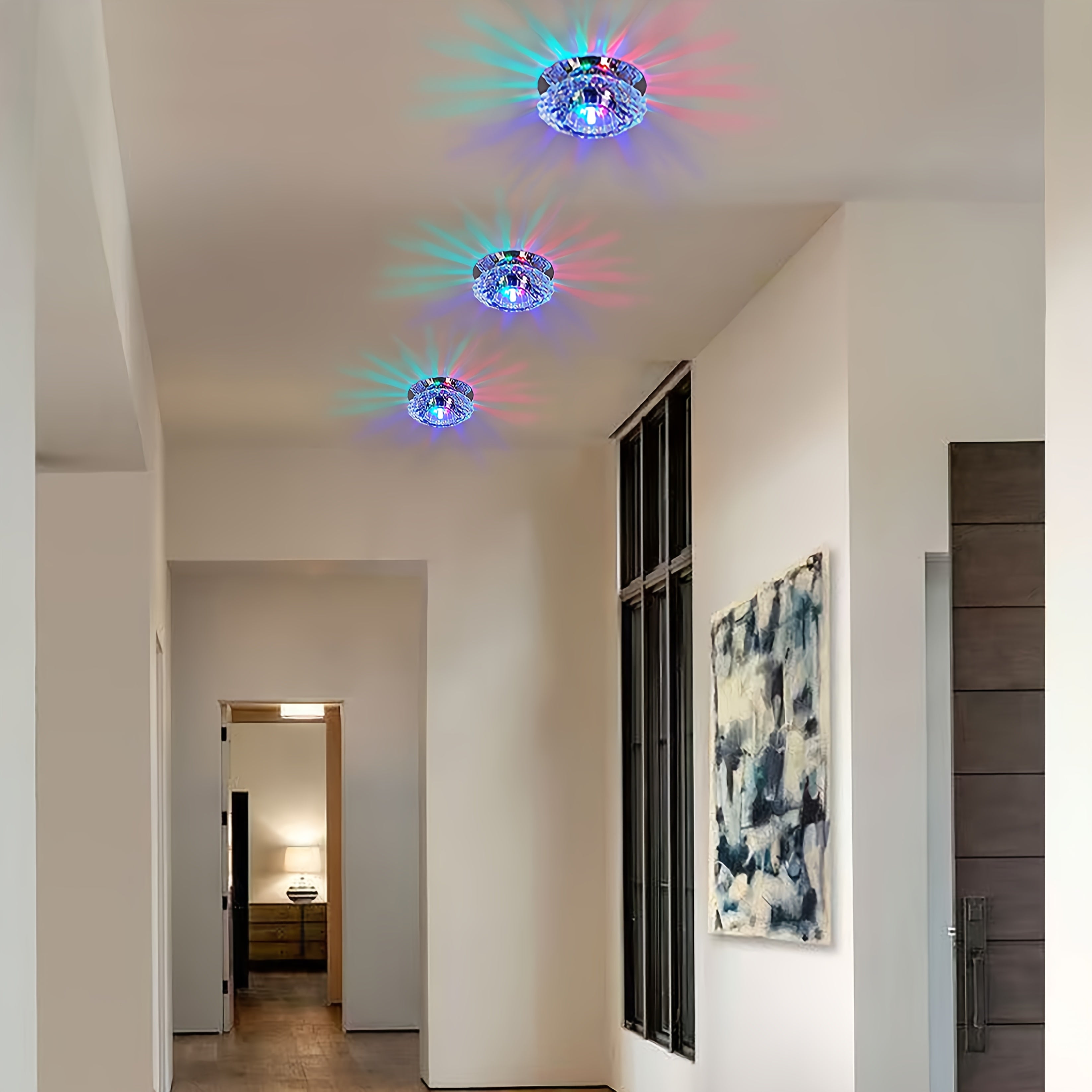 1-Piece Modern Crystal LED Ceiling Light Fixture - Semi-Flush Mount, Easy Installation, Metal Material, 85V-265V Working Voltage, Suitable for Hallway, Stairs, Kitchen, Café - Ideal Choice for Restaurants, Hotels, Malls, and Cafés