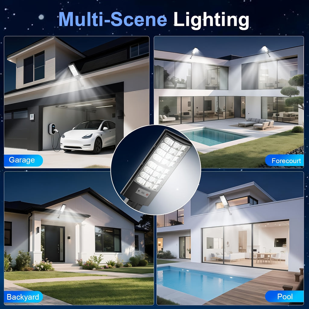 2 Pack Solar Street Light IP65 Waterproof LED Outdoor Solar Street Light Courtyard Light Remote Control / PIR Motion Sensor Street Light Perfect for Garden, Courtyard, Driveway, Corridor, Pool Security Lighting Zero Electricity Bill