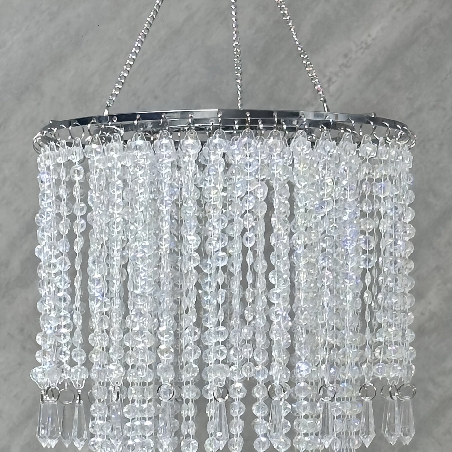 Vectolum wedding bridal room bedside colorful decorative modern bead hanging decoration (W25cm/9.84in x H50cm/19.69in), 3-layer bead decorative cover, ceiling pendant light bead decorative cover