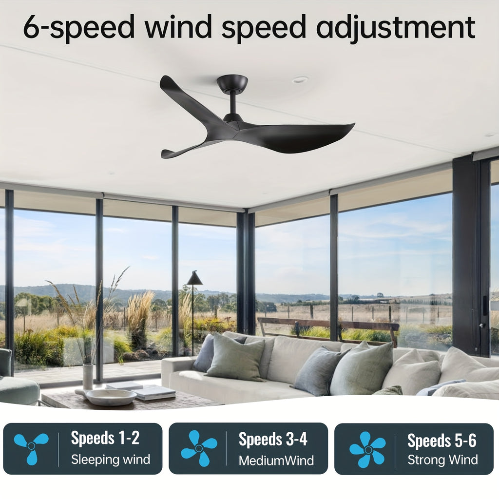 Sofucor Modern 38" Smart Ceiling Fan, Remote Control, DC Motor, 3-Blade Design – Quiet Operation, Black/White, Outdoor Rated (120V), Ceiling Mount – Modern Bedroom & Living Room Fan