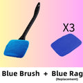 Car Windshield Cleaning Brush Anti-Fog Squeegee, 1 Handle with 3 Cloth Pads Window Cleaning Tool, Suitable for Car Glass, Bathroom Mirrors, Household Use