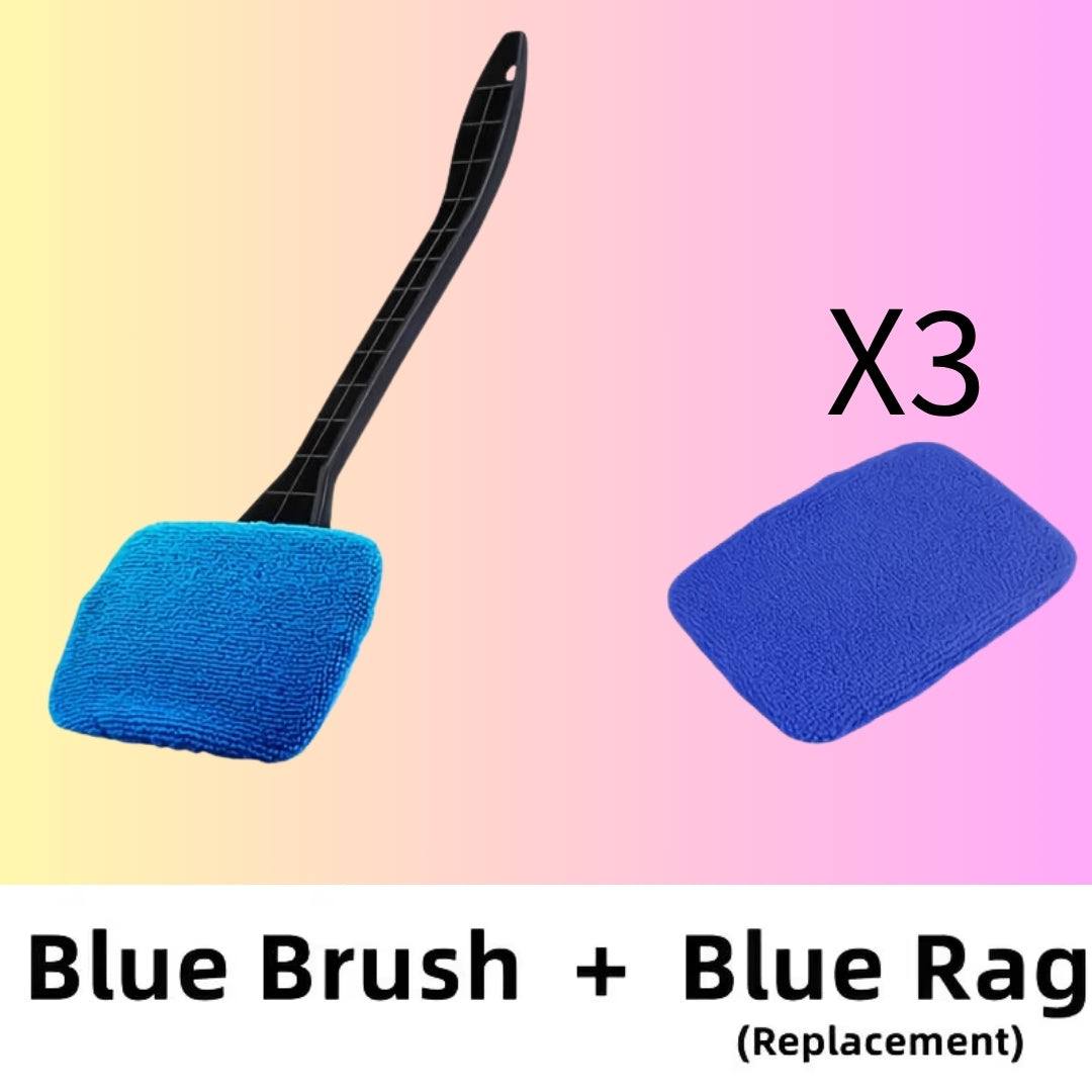 Car Windshield Cleaning Brush Anti-Fog Squeegee, 1 Handle with 3 Cloth Pads Window Cleaning Tool, Suitable for Car Glass, Bathroom Mirrors, Household Use