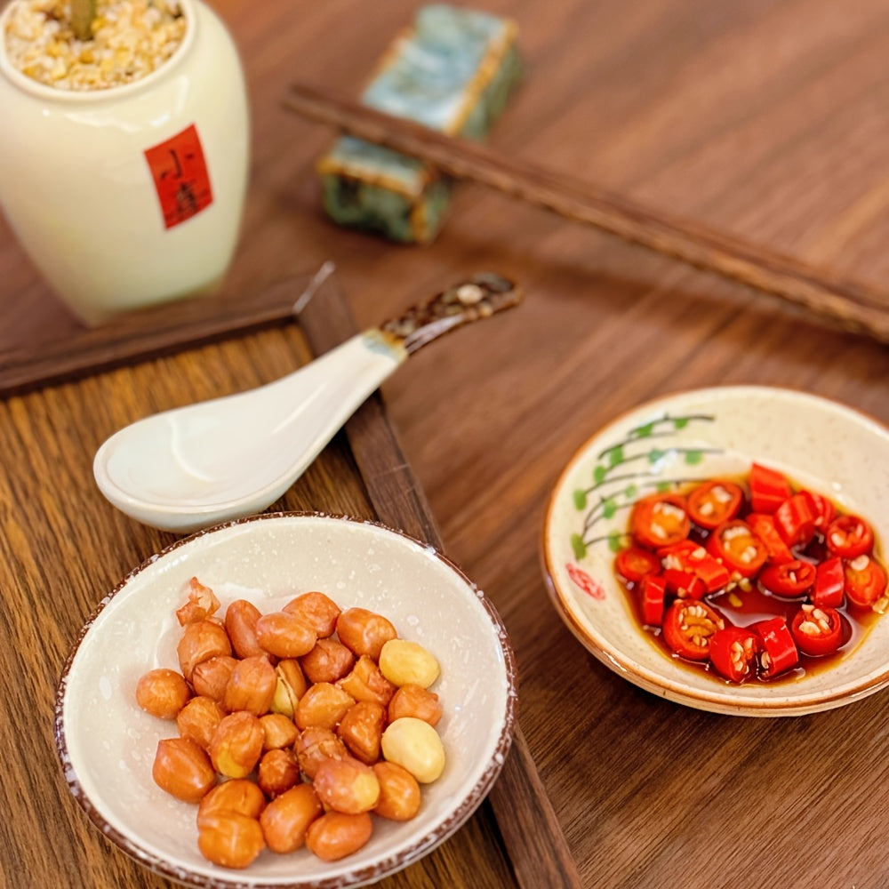 6-Piece Japanese Vintage Ceramic Small Plate Set – Round Porcelain Seasoning Dish, Sauce Dish, Snack Plate – Hot Pot Condiment Tray Set – Perfect for Home Kitchen, Western Restaurant Parties & Other Uses