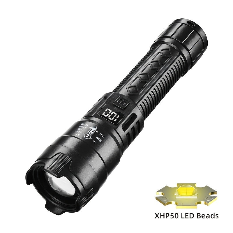 IPX6 USB Rechargeable New Flashlight, Long Lasting Battery, Multiple Adjustable Brightness Modes, Ideal for Camping, Power Outage, Home Use, Night Fishing and Emergency Gear