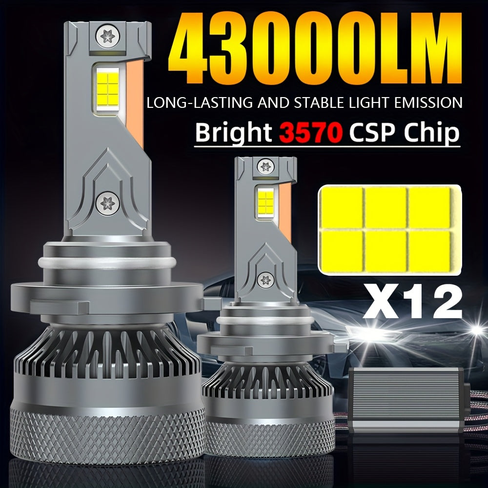 2pcs Super Bright H11 LED Headlight Bulbs H4/9003/HB2-QF003 H7/H18/H1/9006/HB2/H11/9005/H16/H9/9012, 6500K, 800% Brightness, 43000 Lumens, with External Driver Canbus Plug-and-Play