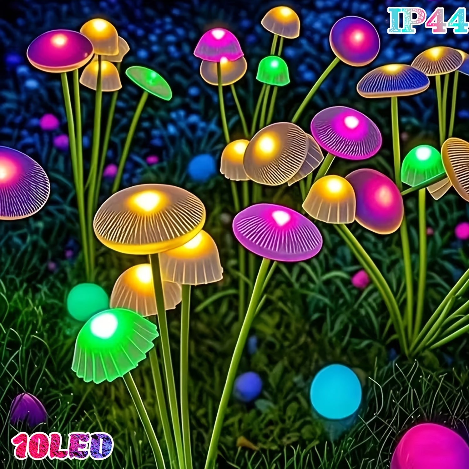 10 LED Solar Garden Mushroom Light 8/6 LED - IP44 Outdoor Courtyard Decorative Light, Perfect for Courtyard, Garden, Lawn, Pathway, Wedding & Festival Aisle Decoration