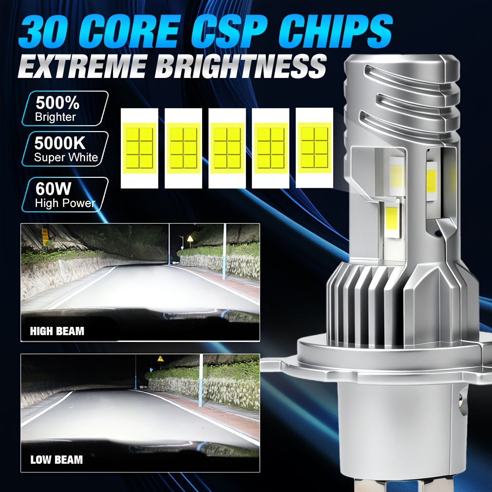 2-Pack H4 9003 LED Headlights Canbus Smart Control Super Bright H4 LED High/Low Beam for Car