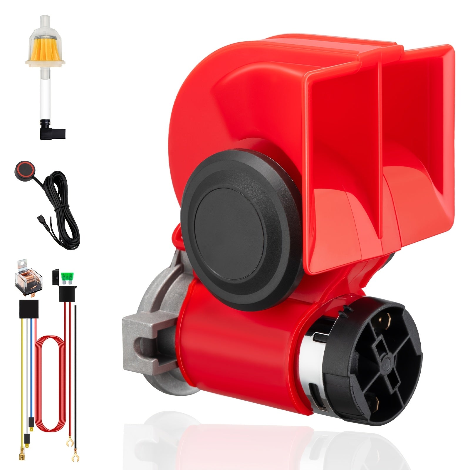 ALLREY 12V Loud Truck Horn Electric Snail Air Horn Kit with Relay Wiring Harness, Suitable for Vehicles, Motorcycles, Boats