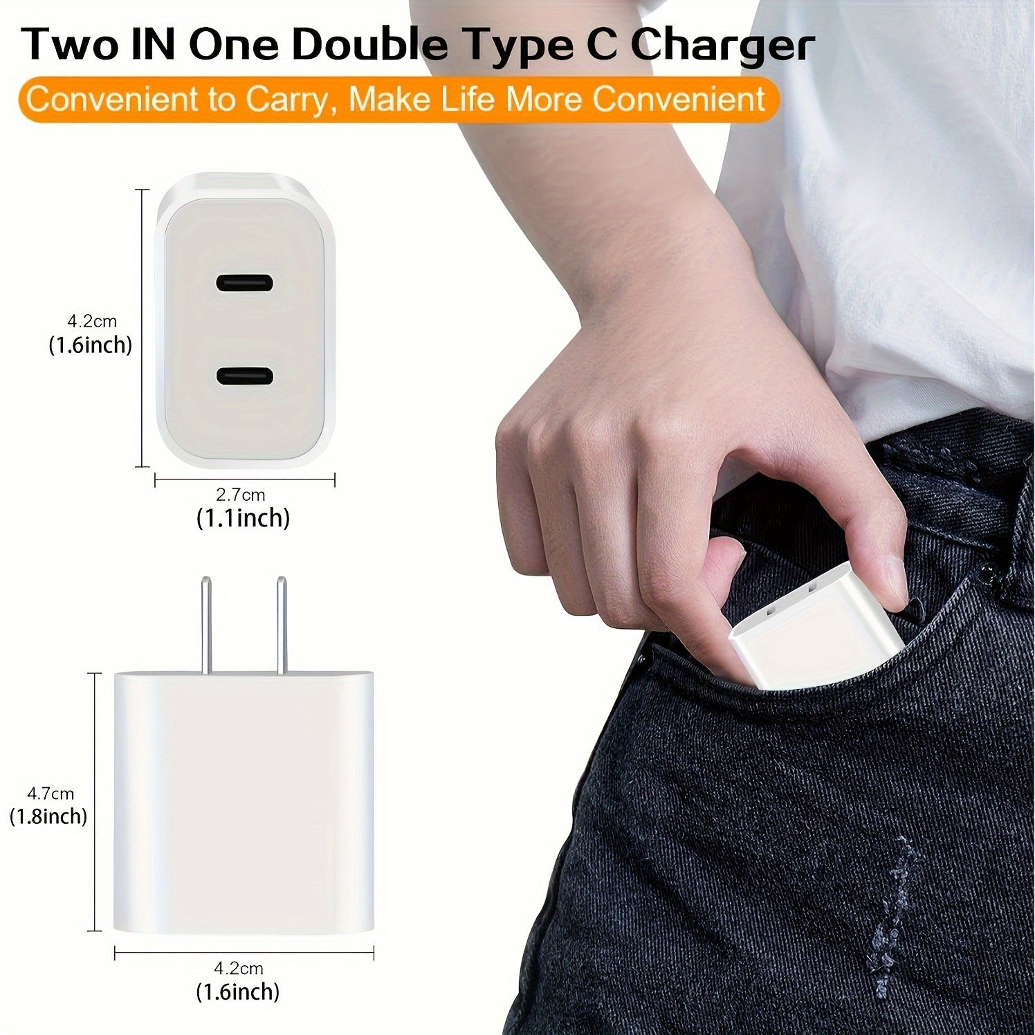 Ultra Fast Charger, (20W+20W) Dual Port USB C Wall Charger Plug Travel Charger Fast Charging+Type-C 6-foot Cable, Suitable for iPhone 14 Pro Max/Pro/Plus/Mini/iPad&More