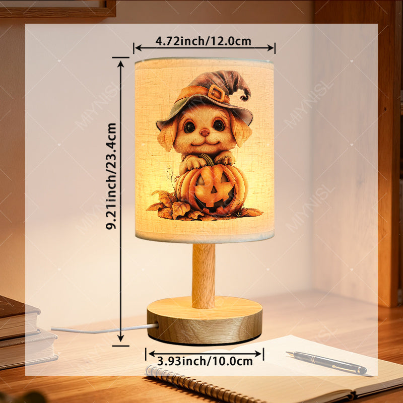 Modern plug-in bay window light with USB interface - warm light reading bedside lamp, cute puppy wearing a wizard hat with harmonious colors, plug switch control bay window surface light, wife/Valentine‘s Day gift (plastic lamp tube)