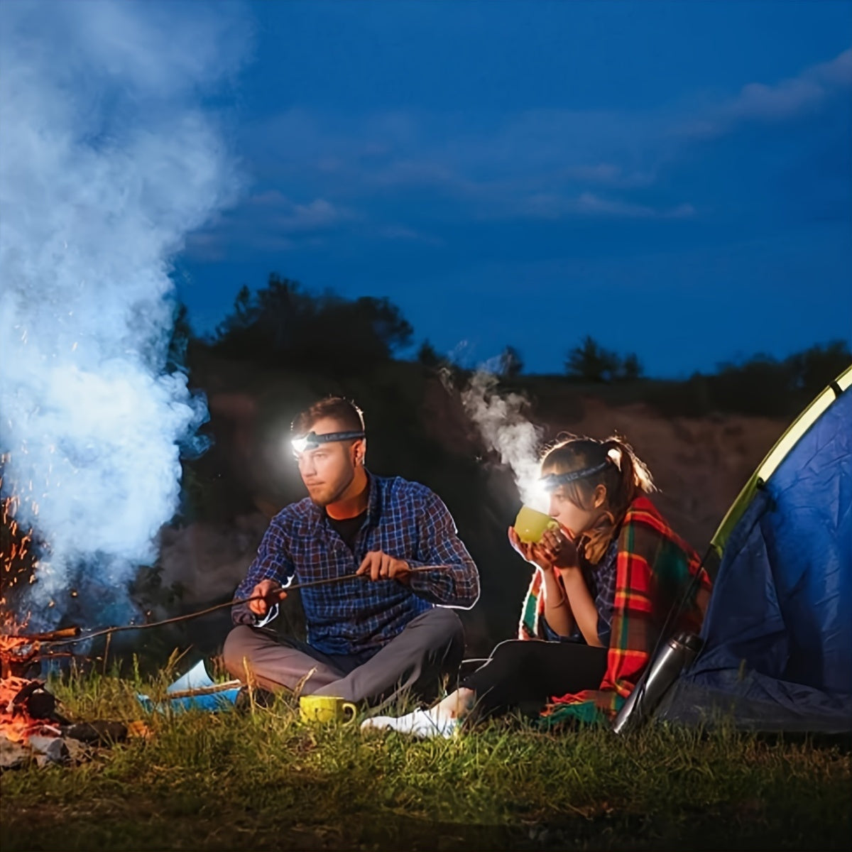 Staaricc 2/1 Pack Rechargeable Super Bright LED Headlamp, Motion Sensor Activated, 8 Lighting Modes, Red & White Light, Perfect for Outdoor Camping, Running, Fishing and Emergency
