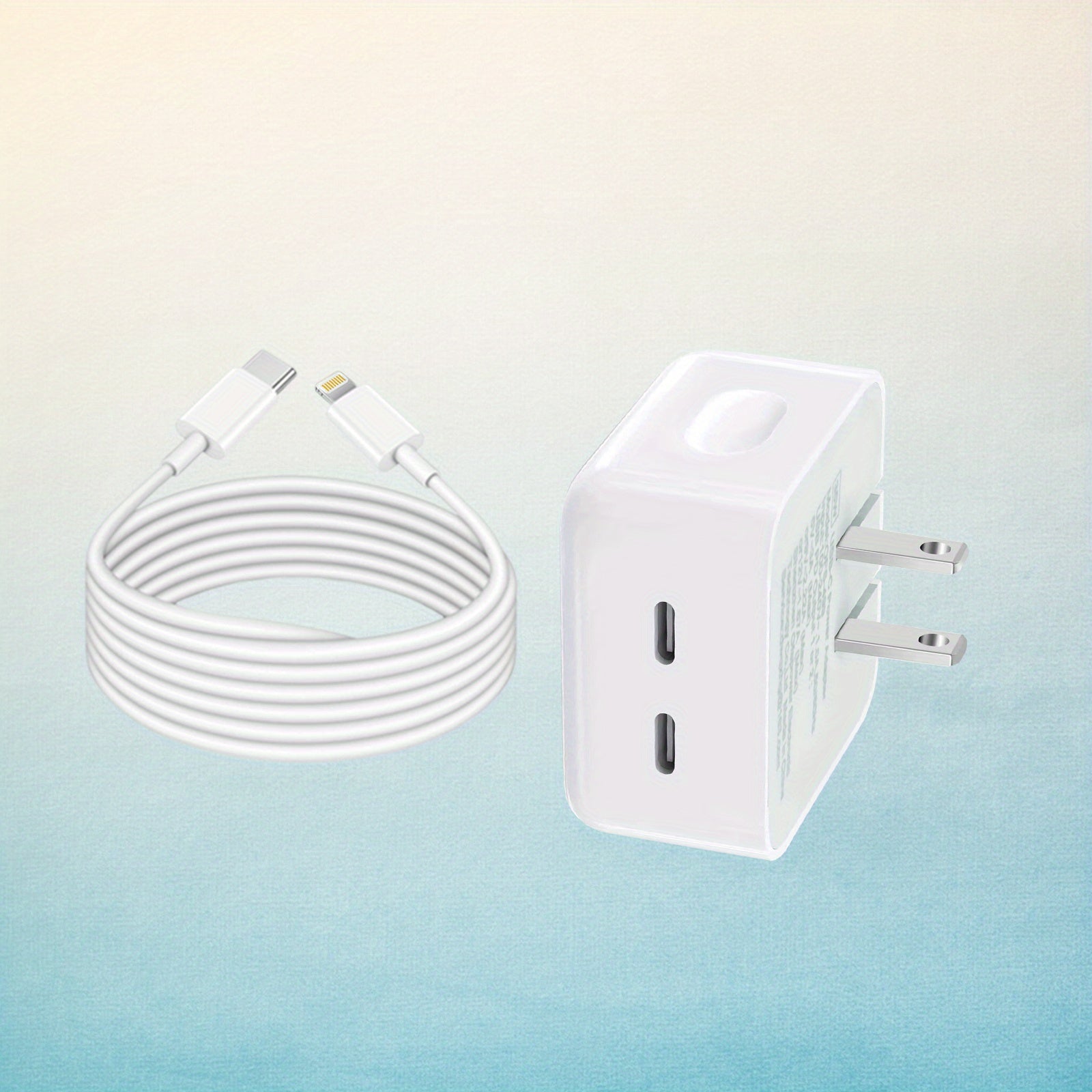 Foldable Dual USB-C Fast Charger - PD Power Adapter, Compatible [MFi Certified] for l Phone 13/ 14 Pro Max & More 4ft Fast Charging Cable Compact Wall Charger