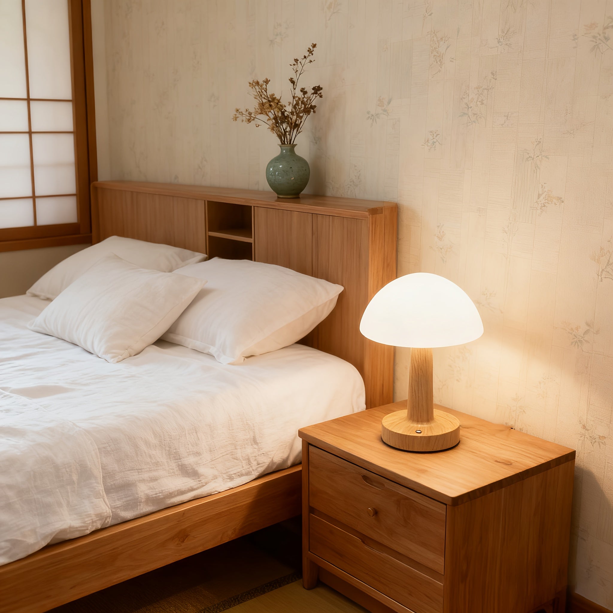 Nordic creative iron art simulated wood table lamp, ins style bedroom table lamp