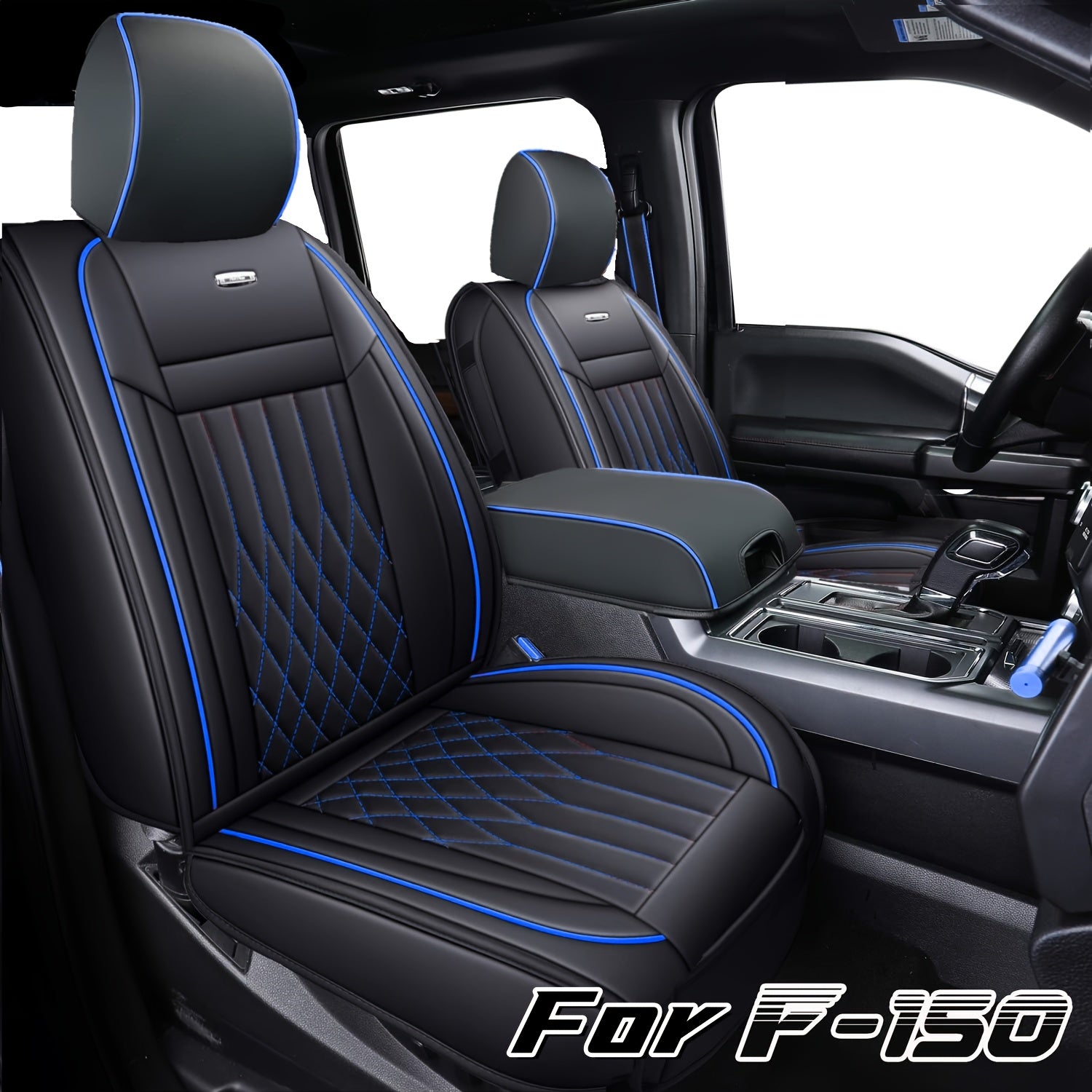 Full Set Seat Covers for Ford F150, Fits 2015-2025 Ford F150 and 2017-2025 Ford F250, F350, F450, Waterproof Artificial Leather