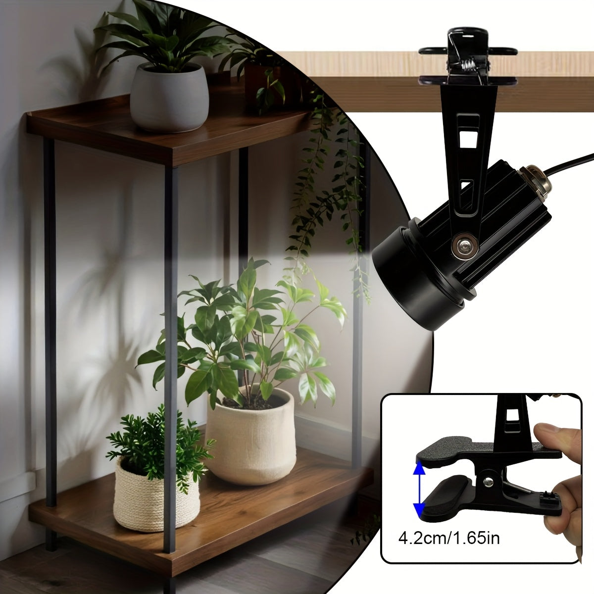 Clip-On Plant Grow Light, Mural Spotlight Landscape Lamp, 3 Color Temperature & Brightness Adjustable LED Focus Light, Indoor Decor Spot Lamp for Potted Plants, Home Living Room Decor Lighting, Desk Reading Lamp