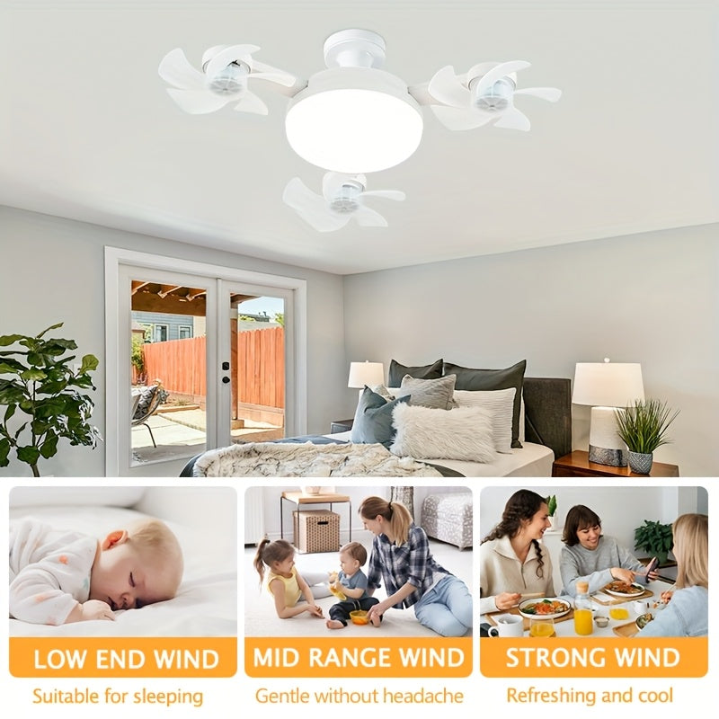 Drone Shaped Ceiling Fan with Light, LED Bulb with Remote Control, Dimmable Brightness, 3 Speed Levels, E26 Lamp Base, Quiet Operation, Lightweight & Easy Installation