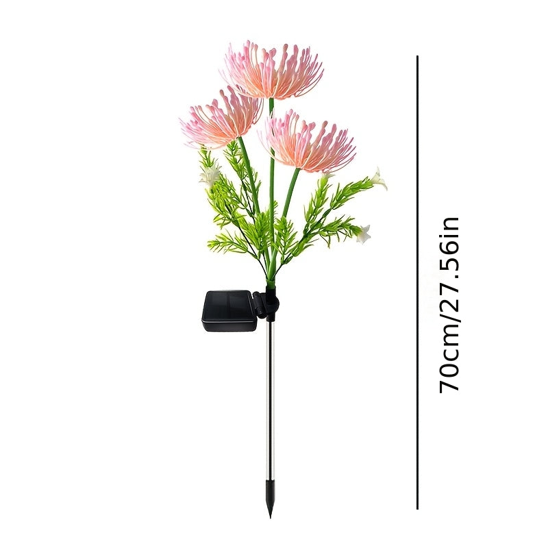 2pcs Solar 3-Head Lycoris Spider Lily Light, Red & Green Spring Courtyard Garden Lawn Pathway Decorative Light, Beautiful Gift for Mom
