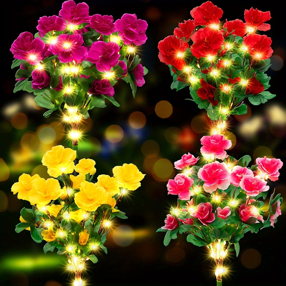 Outdoor Solar Garden Light, Solar Azalea Light for Solar Pathway Light, Courtyard Lawn Patio Garden Decoration (Warm Light)