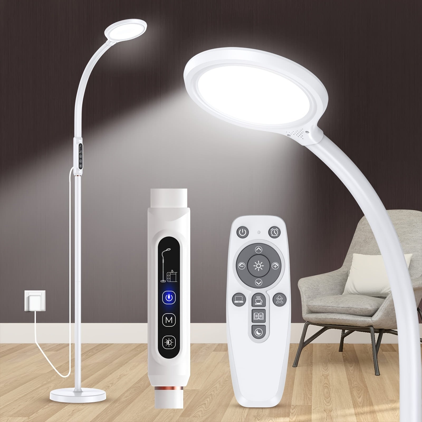 Full Spectrum Happy Sun Lamp, 11000 Lux, LED UV-Free Sunlight Lamp, 10 Adjustable Brightness Levels, 2-in-1 Retractable Happy Sun Lamp