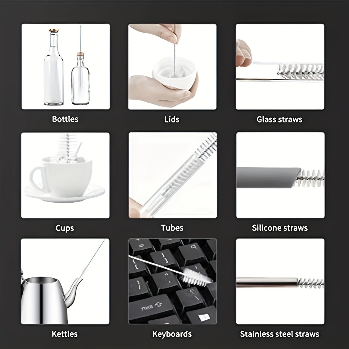 1/8 Set Cleaning Brushes – Pipe Cleaning Brush, Cup Brush, Thin Straw Brush, Long Tube Brush, Drain Pipe Unclogging Brush, Small Straw Brush, Long Bottle Brush, Kitchen Cleaning Brush, Cleaning Supplies & Tools