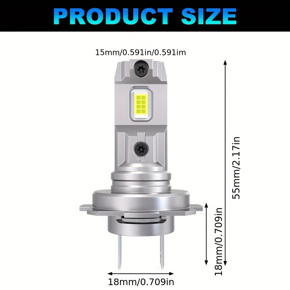 2Pcs H7 LED Car Headlight Bulbs Canbus Bulb LED Car Bulb High/Low Beam Super Bright White 6500K 9V-24V