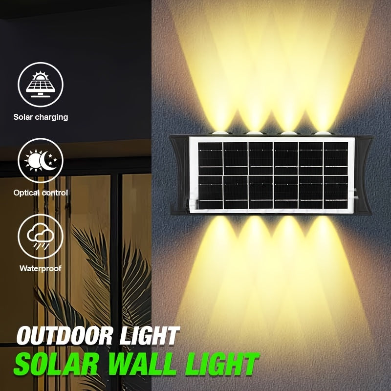 2-Pack Solar Wall Light, Outdoor Wall Washer Light, Courtyard Villa Exterior Wall Decoration. Suitable for Outdoor Patio, Garden, Lawn, Balcony, Christmas, Up and Down Wall Light, Hallway Decoration