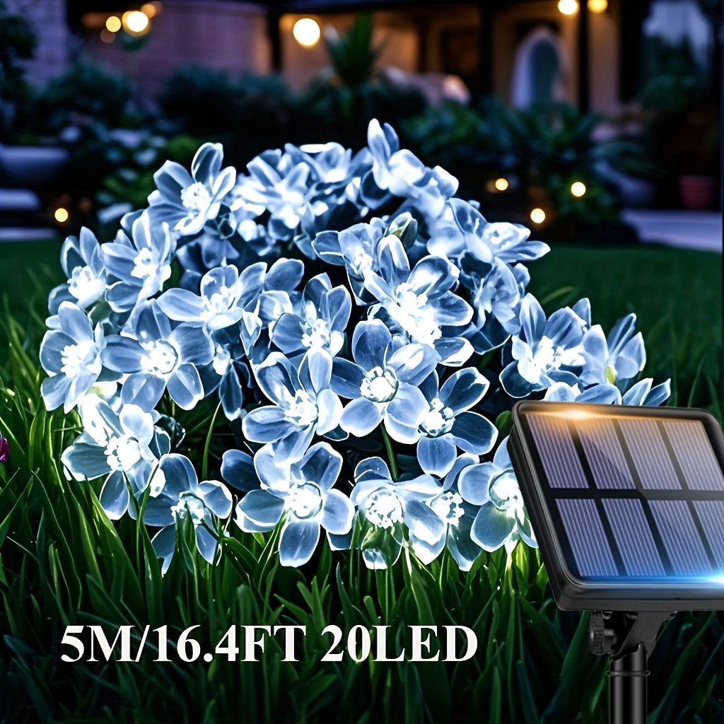 Solar Cherry Blossom String Light 100/50/20 LED Beads Flower Decorative Fairy Light Outdoor 8 Modes IPX4 Waterproof Fence Lawn Garden Trees Wedding Halloween Christmas Decorative Light