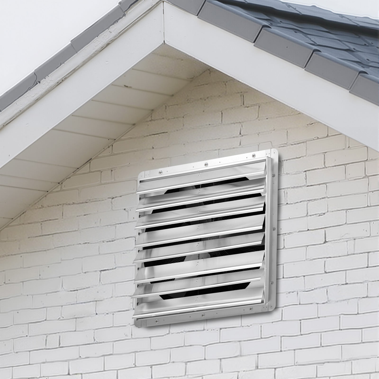 VEVOR 30"/36" Shutter Exhaust Fan, Wall-Mounted Attic Vent Fan, AC Motor, Heavy-Duty Steel Construction, Low Noise, for Shed, Garage, Greenhouse Ventilation & Cooling, Silver