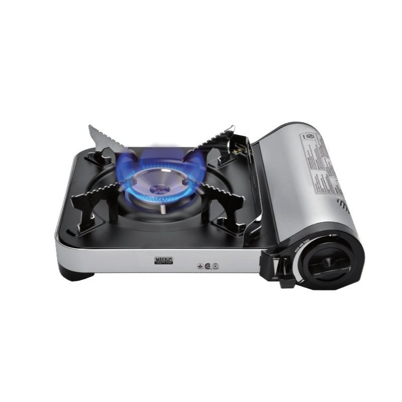 Portable Gas Stove MS-7 (Silver) 11,500 BTU, Ultra-High Power, Camping Stove with Protective Case