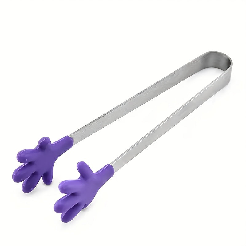 One Silicone Mini Tongs - 5-Inch Handle, Colorful Small Clips for Food, Ice Cubes, Fruit, Sugar, BBQ, Kitchen