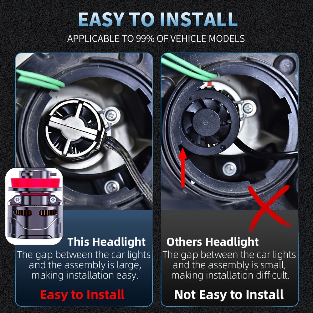 2个装 汽车LED大灯 H1, H4, 9003, HB2, H7, H18, H11, H9, H8 | 1000%更亮，330W大功率灯泡，60,000 LM，带外置CANbus驱动器，不含电池，持久高速