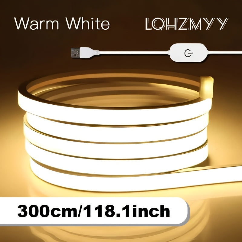 LQHZMYY One COB 霓虹燈條，觸控調光，彈性可裁剪，適用於居家裝飾、室內外使用，創意、窗戶展示、電腦、電視、臥室、節慶裝飾等