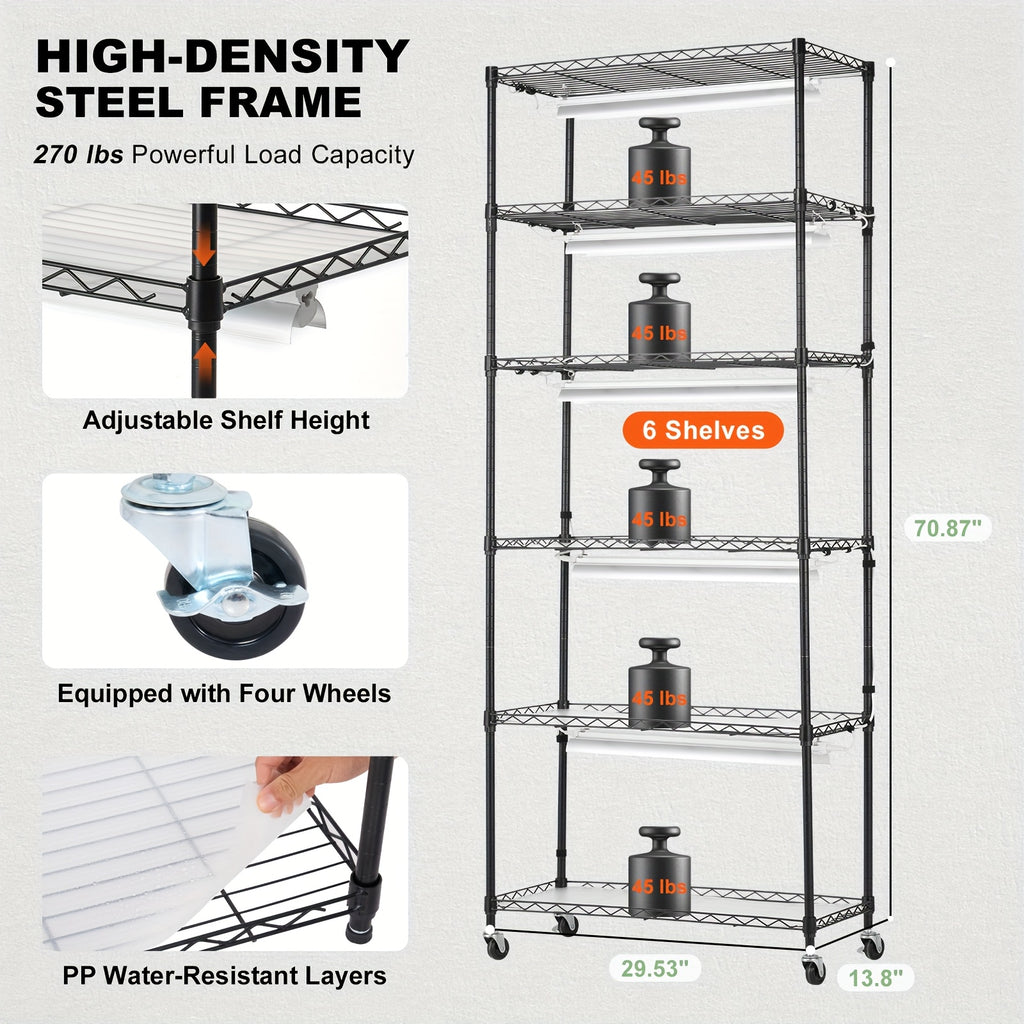 Functional Plant Shelf, DIYable, 6-Tier, 180cm×75cm, 192W, US Plug, 110V