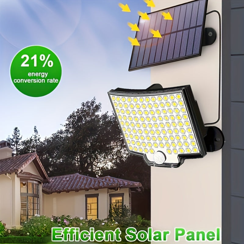 1 Pack Solar Outdoor Sensor Light, Powered by Separate Battery Panel, 106 Super Bright LED Beads, PIR Motion Sensor Lighting, IP65 Protection Rating, Perfect for Courtyard, Garage, Garden, Patio as Wall Light or Street Light