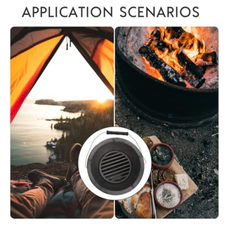 Portable Cast Iron BBQ Grill & Outdoor Charcoal Stove – Compact & Lightweight Cooking Fire Pit for Camping, Picnic, Backyard BBQ – Heavy-Duty Cast Iron Grate, Works with Charcoal Briquettes & Lump Charcoal (No Assembly Required)