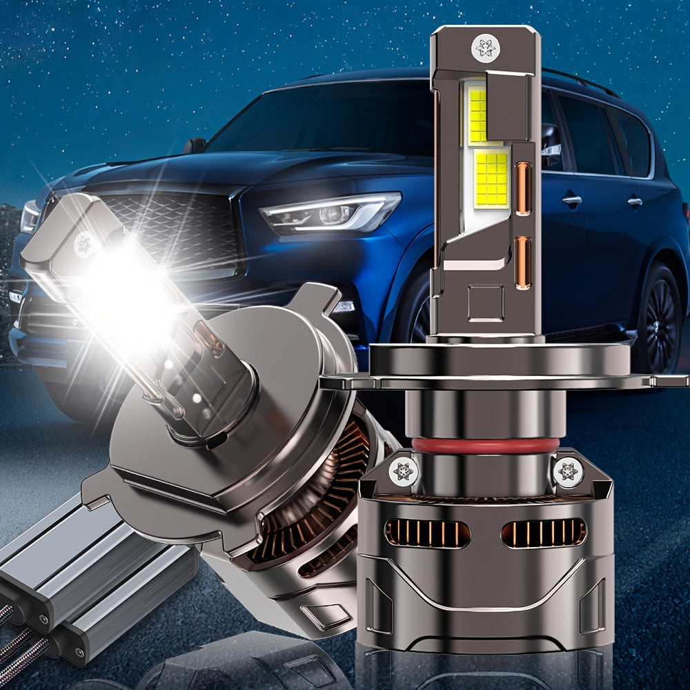 2pcs 9006 9012/HIR2 Super Bright LED Headlight Bulbs for Car, 54800LM, 7500K, 1000% Brightness, 360° Beam Angle, Plug-and-Play, Compatible with H1 H4/9003/HB2 H16/H9/H8 9005, 9570 CSP Chip