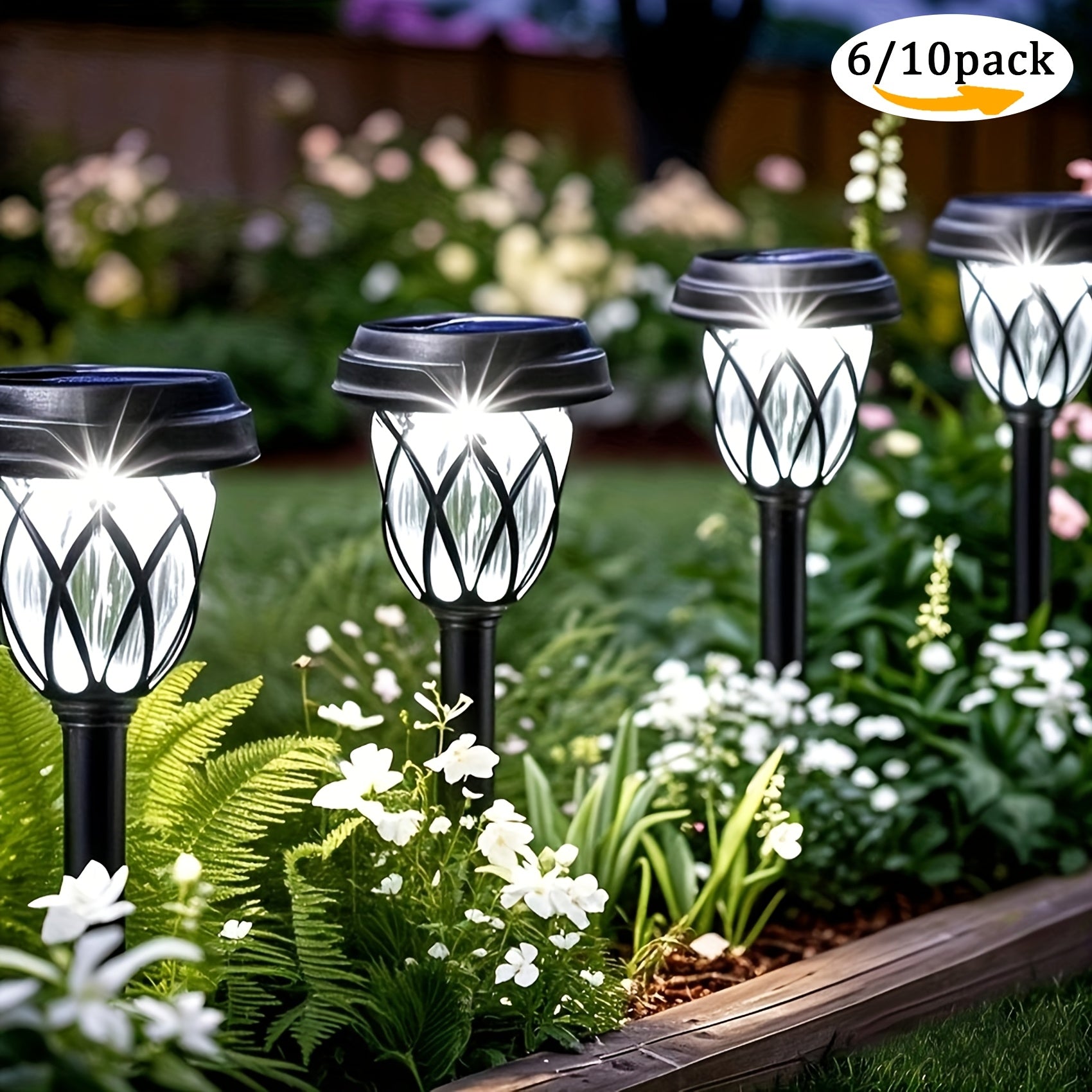 6/10 Pack Solar LED Garden Ground Insert Light - IP44 Waterproof, Creative Cross Grid Design, Durable Polypropylene Material, Easy to Install, Suitable for Garden, Courtyard, Patio, Outdoor and Landscape Lighting
