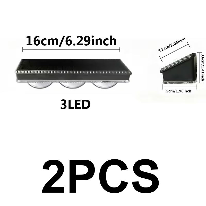 FACHOI 2-Piece 3/4 LED Solar Wall Light with Large LED Bead Design, Wider Lighting Range, RGB Effect and 9 Different Light Colors. Suitable for Street Walls, Stairs, Paths, Courtyards, Patios