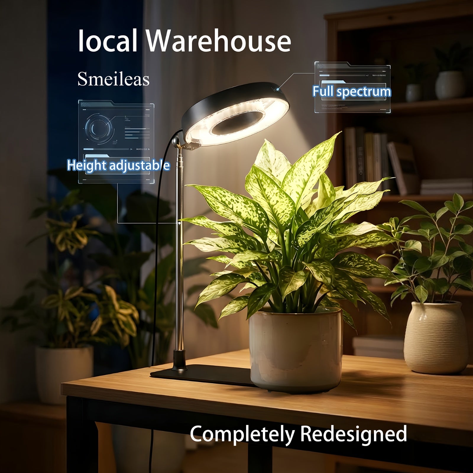 2-Pack Indoor Full Spectrum Grow Light, Retractable Lamp Pole, Stable Base, 720° Rotatable Lamp Head, 4 Brightness Levels, 3/6/9H Auto Timer, Ideal for Small Indoor Potted Plants and Seedlings