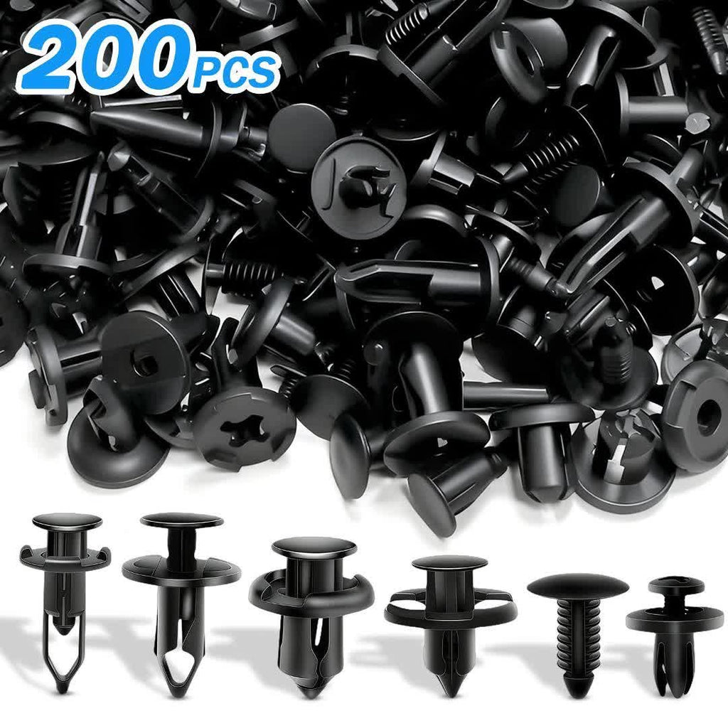 200-Piece Multi-Purpose Universal Car Retainer Clips, Assorted Sizes 6mm-10mm, Sturdy & Durable, Portable & Practical, Multi-Use Auto Fasteners for Car Bumper, Fender & Trim Repair